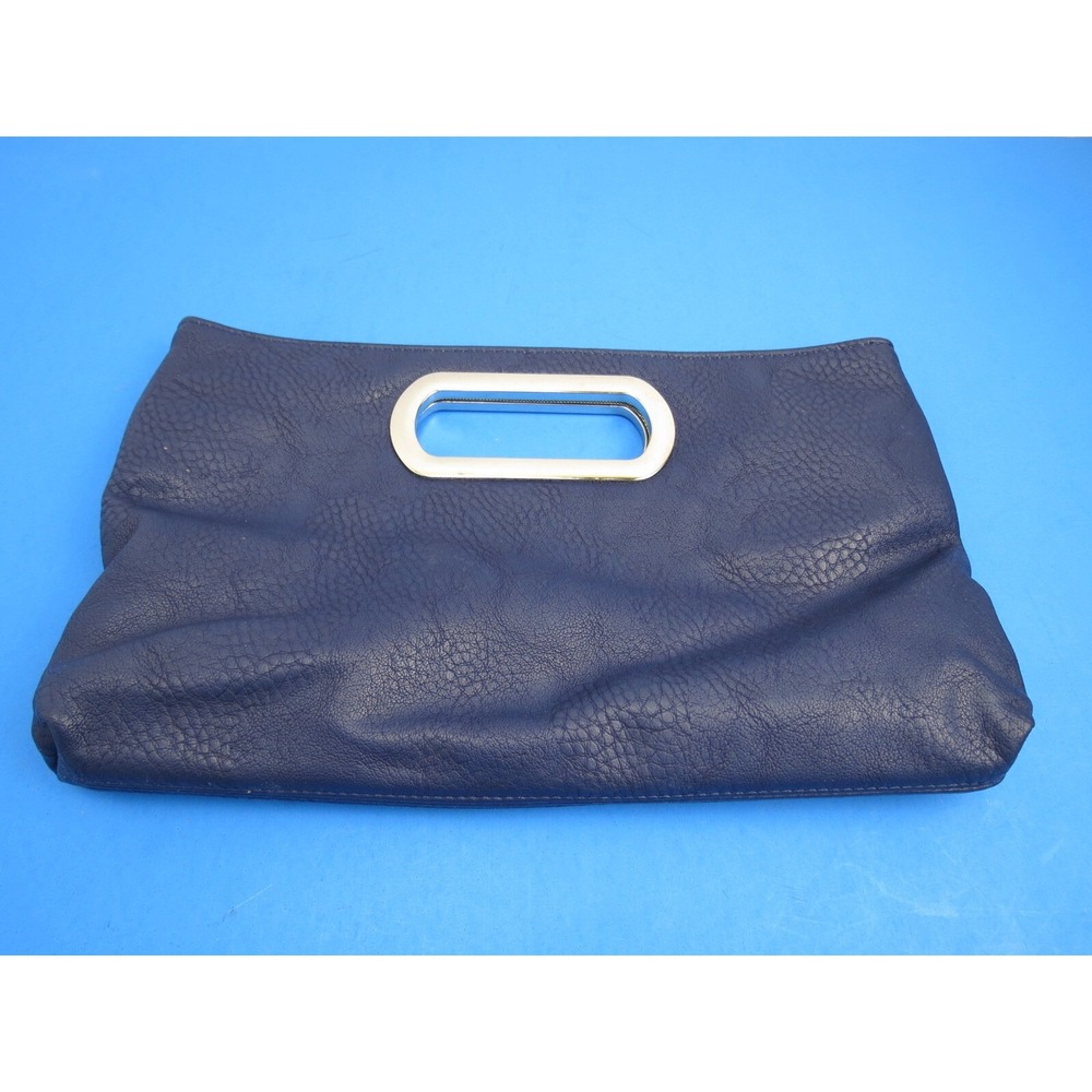 Small Blue Handbag Clutch Purse Silver Color Handle